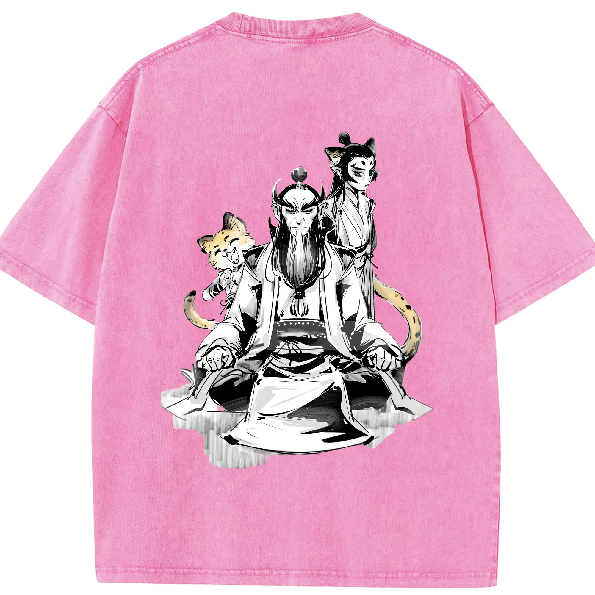 （画像用） Ne Zha 2 ナタ 魔童の大暴れ 綿100% ヴィンテージ風 半袖Tシャツ（背面プリント）